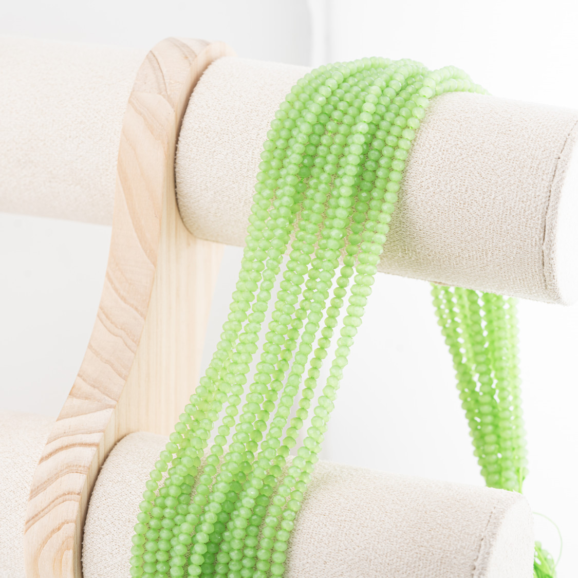 Perline Di Cristalli Rondelle Sfaccettate 3,5x2,5mm 10 FILI Su Filo Di Cotone Pronti all'uso Verde Ghiaccio Trasparente-RONDELLE 3,5x2,5mm | Worldofjewel.com