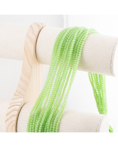 Perline Di Cristalli Rondelle Sfaccettate 3,5x2,5mm 10 FILI Su Filo Di Cotone Pronti all'uso Verde Ghiaccio Trasparente-RONDELLE 3,5x2,5mm | Worldofjewel.com