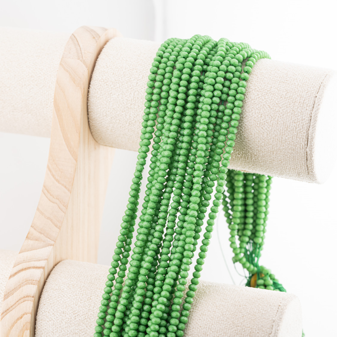 Perline Di Cristalli Rondelle Sfaccettate 3,5x2,5mm 10 FILI Su Filo Di Cotone Pronti all'uso Verde Smeraldo-RONDELLE 3,5x2,5mm | Worldofjewel.com