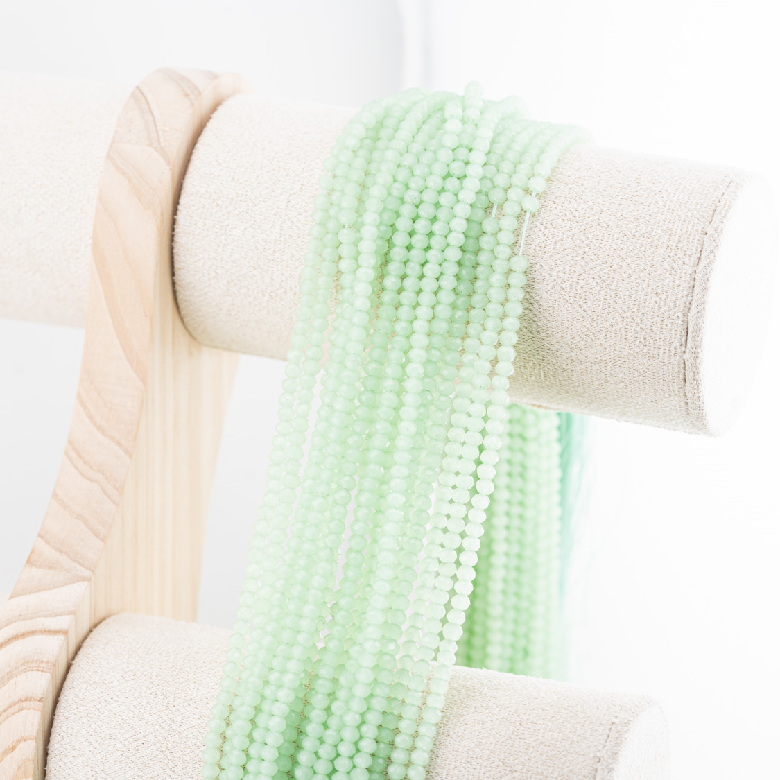 Perline Di Cristalli Rondelle Sfaccettate 3,5x2,5mm 10 FILI Su Filo Di Cotone Pronti all'uso Verde Ghiaccio-RONDELLE 3,5x2,5mm | Worldofjewel.com