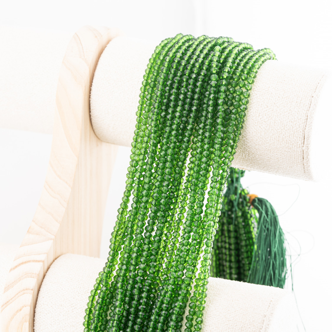 Perline Di Cristalli Rondelle Sfaccettate 3,5x2,5mm 10 FILI Su Filo Di Cotone Pronti all'uso Verde Trasparente-RONDELLE 3,5x2,5mm | Worldofjewel.com