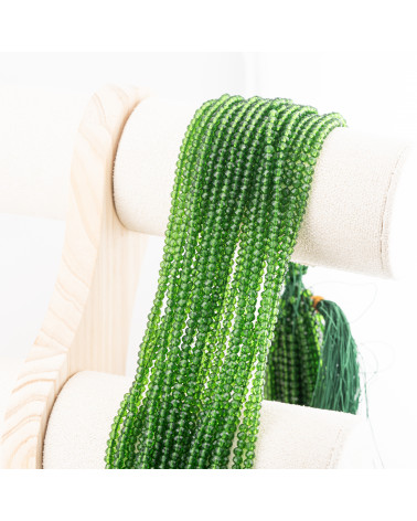 Perline Di Cristalli Rondelle Sfaccettate 3,5x2,5mm 10 FILI Su Filo Di Cotone Pronti all'uso Verde Trasparente-RONDELLE 3,5x2,5mm | Worldofjewel.com