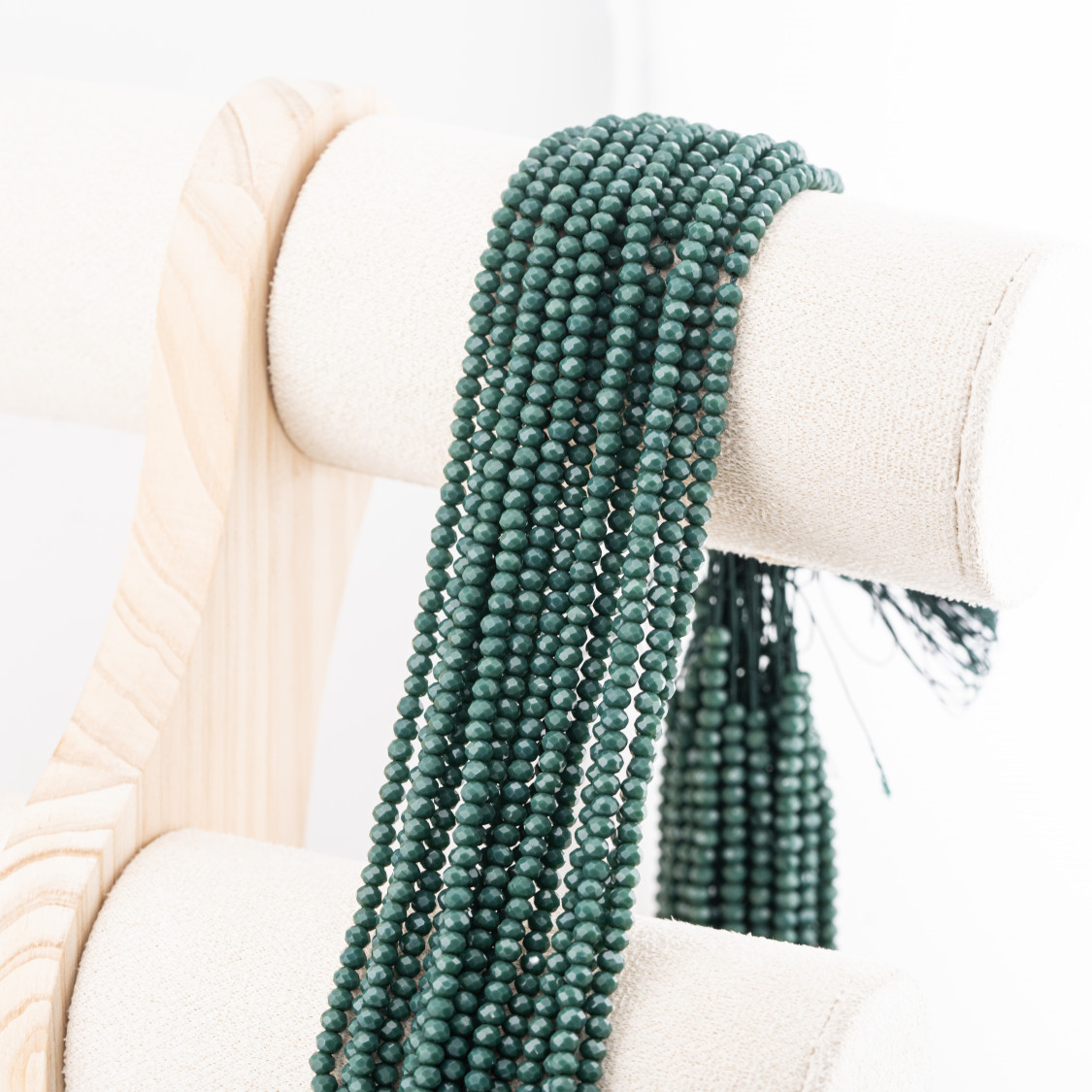 Perline Di Cristalli Rondelle Sfaccettate 3,5x2,5mm 10 FILI Su Filo Di Cotone Pronti all'uso Verde Bosco-RONDELLE 3,5x2,5mm | Worldofjewel.com