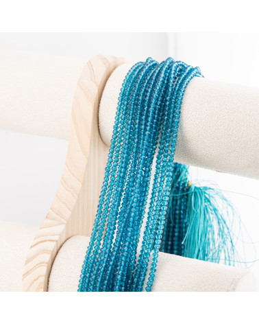 Perline Di Cristalli Rondelle Sfaccettate 3,5x2,5mm 10 FILI Su Filo Di Cotone Pronti all'uso Blu Ottanio Trasparente-RONDELLE 3,5x2,5mm | Worldofjewel.com