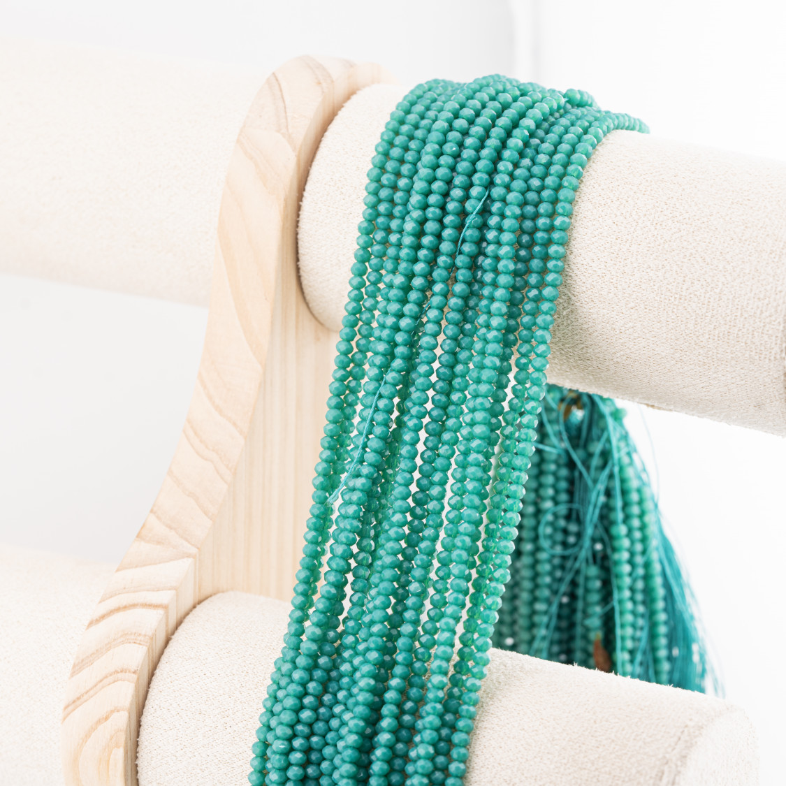 Perline Di Cristalli Rondelle Sfaccettate 3,5x2,5mm 10 FILI Su Filo Di Cotone Pronti all'uso Verde Foresta-RONDELLE 3,5x2,5mm | Worldofjewel.com