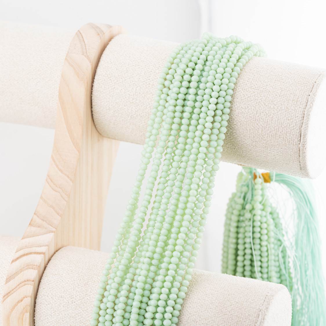 Perline Di Cristalli Rondelle Sfaccettate 3,5x2,5mm 10 FILI Su Filo Di Cotone Pronti all'uso Verde Menta-RONDELLE 3,5x2,5mm | Worldofjewel.com