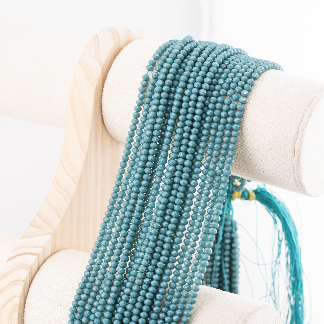 Perline Di Cristalli Rondelle Sfaccettate 3,5x2,5mm 10 FILI Su Filo Di Cotone Pronti all'uso Verde Petrolio-RONDELLE 3,5x2,5mm | Worldofjewel.com