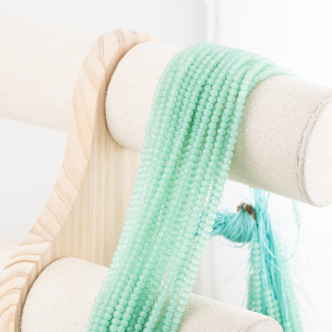 Perline Di Cristalli Rondelle Sfaccettate 3,5x2,5mm 10 FILI Su Filo Di Cotone Pronti all'uso Verde Menta Trasparente-RONDELLE 3,5x2,5mm | Worldofjewel.com