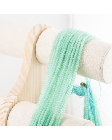 Perline Di Cristalli Rondelle Sfaccettate 3,5x2,5mm 10 FILI Su Filo Di Cotone Pronti all'uso Verde Menta Trasparente-RONDELLE 3,5x2,5mm | Worldofjewel.com