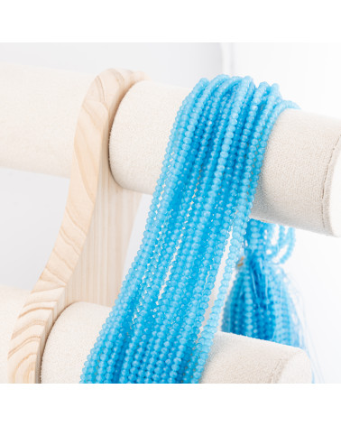 Perline Di Cristalli Rondelle Sfaccettate 3,5x2,5mm 10 FILI Su Filo Di Cotone Pronti all'uso Azzurro Intenso Trasparente-RONDELLE 3,5x2,5mm | Worldofjewel.com