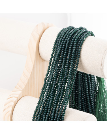 Perline Di Cristalli Rondelle Sfaccettate 3,5x2,5mm 10 FILI Su Filo Di Cotone Pronti all'uso Verde Scuro-RONDELLE 3,5x2,5mm | Worldofjewel.com