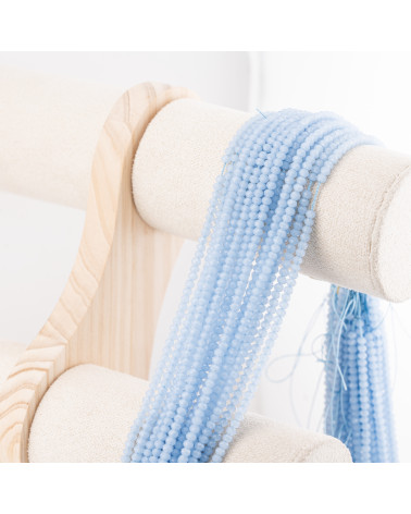 Perline Di Cristalli Rondelle Sfaccettate 3,5x2,5mm 10 FILI Su Filo Di Cotone Pronti all'uso Ciano Chiaro Trasparente-RONDELLE 3,5x2,5mm | Worldofjewel.com