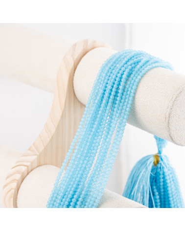 Perline Di Cristalli Rondelle Sfaccettate 3,5x2,5mm 10 FILI Su Filo Di Cotone Pronti all'uso Azzurro Chiaro Trasparente-RONDELLE 3,5x2,5mm | Worldofjewel.com