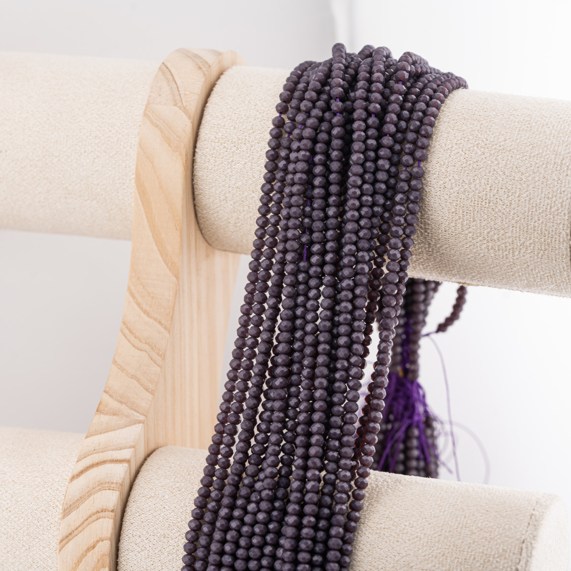 Perline Di Cristalli Rondelle Sfaccettate 3,5x2,5mm 10 FILI Su Filo Di Cotone Pronti all'uso Viola Scuro-RONDELLE 3,5x2,5mm | Worldofjewel.com