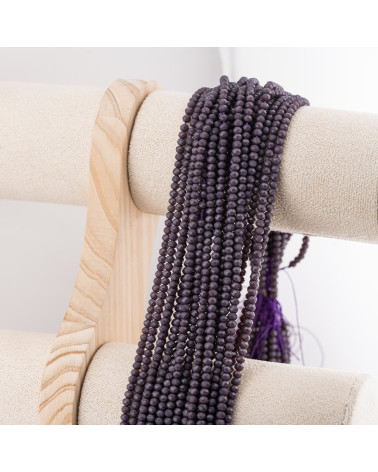 Perline Di Cristalli Rondelle Sfaccettate 3,5x2,5mm 10 FILI Su Filo Di Cotone Pronti all'uso Viola Scuro-RONDELLE 3,5x2,5mm | Worldofjewel.com