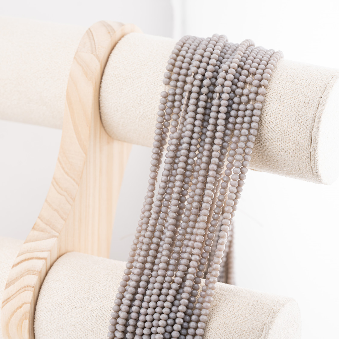 Perline Di Cristalli Rondelle Sfaccettate 3,5x2,5mm 10 FILI Su Filo Di Cotone Pronti all'uso Beige Scuro-RONDELLE 3,5x2,5mm | Worldofjewel.com