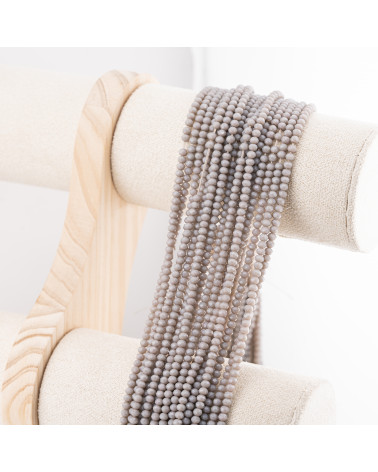 Perline Di Cristalli Rondelle Sfaccettate 3,5x2,5mm 10 FILI Su Filo Di Cotone Pronti all'uso Beige Scuro-RONDELLE 3,5x2,5mm | Worldofjewel.com