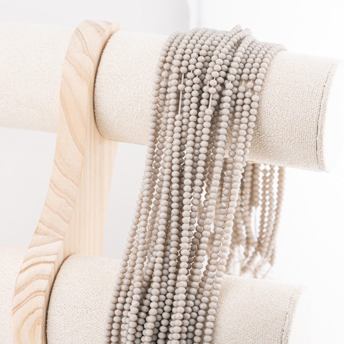 Perline Di Cristalli Rondelle Sfaccettate 3,5x2,5mm 10 FILI Su Filo Di Cotone Pronti all'uso Beige-RONDELLE 3,5x2,5mm | Worldofjewel.com