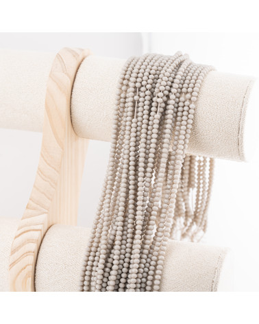 Perline Di Cristalli Rondelle Sfaccettate 3,5x2,5mm 10 FILI Su Filo Di Cotone Pronti all'uso Beige-RONDELLE 3,5x2,5mm | Worldofjewel.com