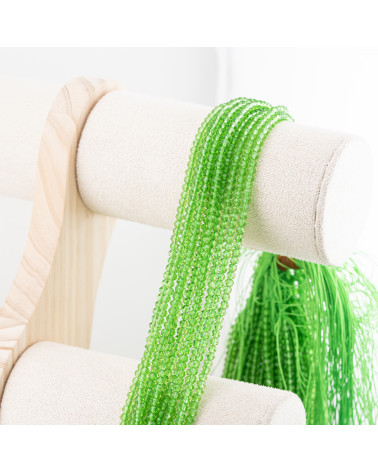 Perline Di Cristalli Rondelle Sfaccettate 3,5x2,5mm 10 FILI Su Filo Di Cotone Pronti all'uso Verde Intenso Trasparente-RONDELLE 3,5x2,5mm | Worldofjewel.com