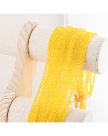 Perline Di Cristalli Rondelle Sfaccettate 3,5x2,5mm 10 FILI Su Filo Di Cotone Pronti all'uso Giallo Limone Trasparente-RONDELLE 3,5x2,5mm | Worldofjewel.com