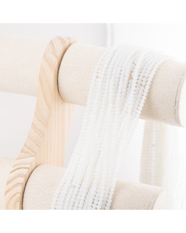 Perline Di Cristalli Rondelle Sfaccettate 3,5x2,5mm 10 FILI Su Filo Di Cotone Pronti all'uso Bianco Perla Trasparente-RONDELLE 3,5x2,5mm | Worldofjewel.com