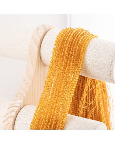 Perline Di Cristalli Rondelle Sfaccettate 3,5x2,5mm 10 FILI Su Filo Di Cotone Pronti all'uso Ambra Trasparente-RONDELLE 3,5x2,5mm | Worldofjewel.com