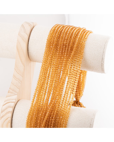 Perline Di Cristalli Rondelle Sfaccettate 3,5x2,5mm 10 FILI Su Filo Di Cotone Pronti all'uso Ambra Chiara Trasparente-RONDELLE 3,5x2,5mm | Worldofjewel.com