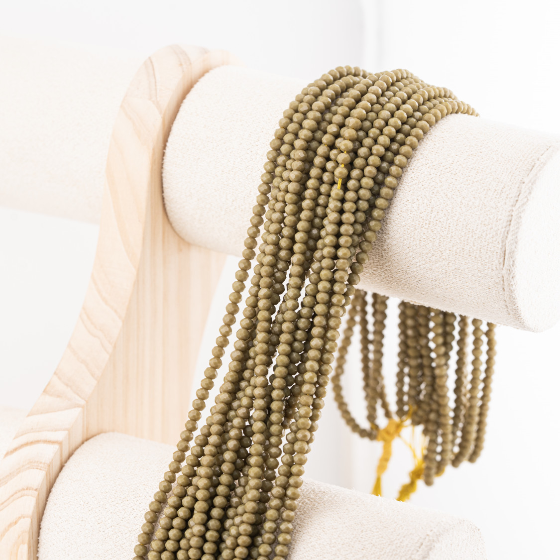 Perline Di Cristalli Rondelle Sfaccettate 3,5x2,5mm 10 FILI Su Filo Di Cotone Pronti all'uso Verde Oliva-RONDELLE 3,5x2,5mm | Worldofjewel.com