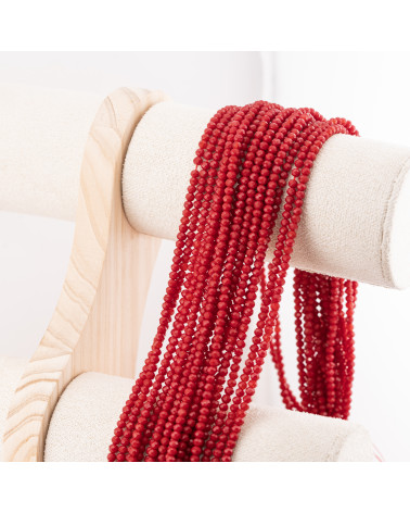 Perline Di Cristalli Rondelle Sfaccettate 3,5x2,5mm 10 FILI Su Filo Di Cotone Pronti all'uso Rosso-RONDELLE 3,5x2,5mm | Worldofjewel.com