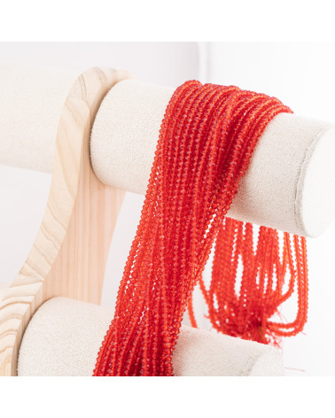 Perline Di Cristalli Rondelle Sfaccettate 3,5x2,5mm 10 FILI Su Filo Di Cotone Pronti all'uso Rosso Fuoco Trasparente-RONDELLE 3,5x2,5mm | Worldofjewel.com