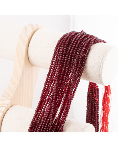 Perline Di Cristalli Rondelle Sfaccettate 3,5x2,5mm 10 FILI Su Filo Di Cotone Pronti all'uso Rosso Trasparente-RONDELLE 3,5x2,5mm | Worldofjewel.com