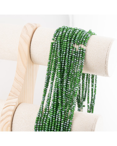 Perline Di Cristalli Rondelle Sfaccettate 3,5x2,5mm 10 FILI Su Filo Di Cotone Pronti all'uso Verde Scuro Splendente-RONDELLE 3,5x2,5mm | Worldofjewel.com