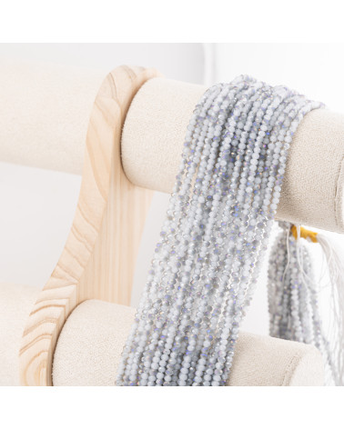 Perline Di Cristalli Rondelle Sfaccettate 3,5x2,5mm 10 FILI Su Filo Di Cotone Pronti all'uso Grigio Splendente-RONDELLE 3,5x2,5mm | Worldofjewel.com