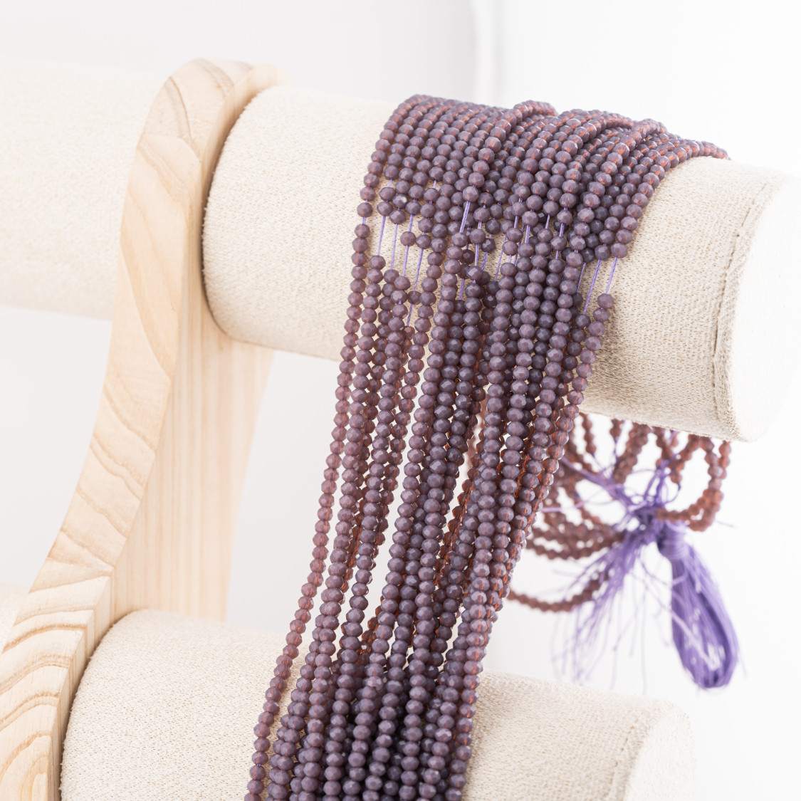 Perline Di Cristalli Rondelle Sfaccettate 3,5x2,5mm 10 FILI Su Filo Di Cotone Pronti all'uso Viola Prugna Trasparente-RONDELLE 3,5x2,5mm | Worldofjewel.com