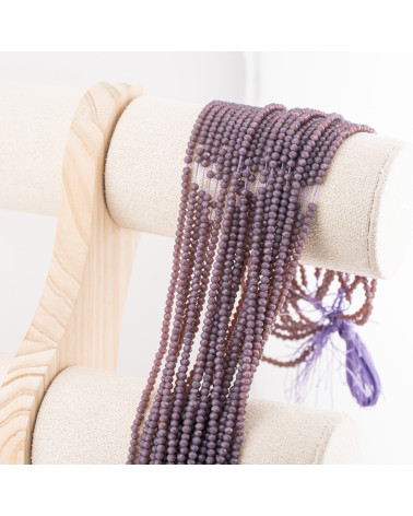 Perline Di Cristalli Rondelle Sfaccettate 3,5x2,5mm 10 FILI Su Filo Di Cotone Pronti all'uso Viola Prugna Trasparente-RONDELLE 3,5x2,5mm | Worldofjewel.com
