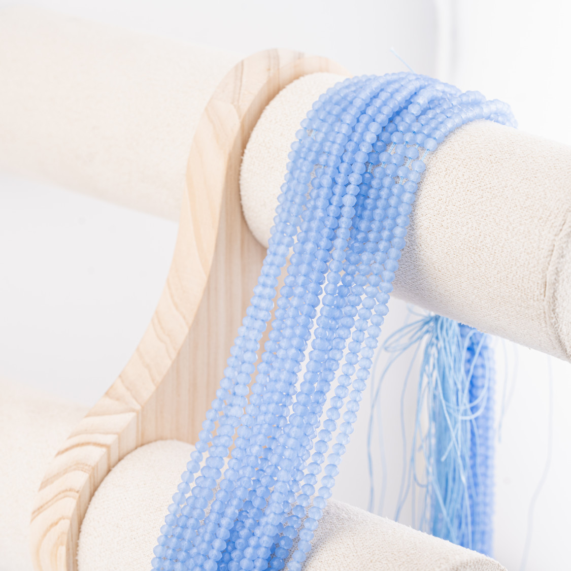 Perline Di Cristalli Rondelle Sfaccettate 3,5x2,5mm 10 FILI Su Filo Di Cotone Pronti all'uso Ciano Trasparente-RONDELLE 3,5x2,5mm | Worldofjewel.com