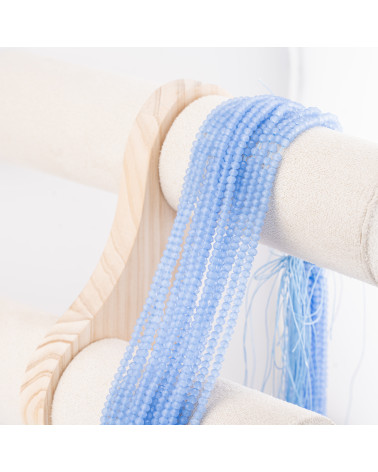 Perline Di Cristalli Rondelle Sfaccettate 3,5x2,5mm 10 FILI Su Filo Di Cotone Pronti all'uso Ciano Trasparente-RONDELLE 3,5x2,5mm | Worldofjewel.com