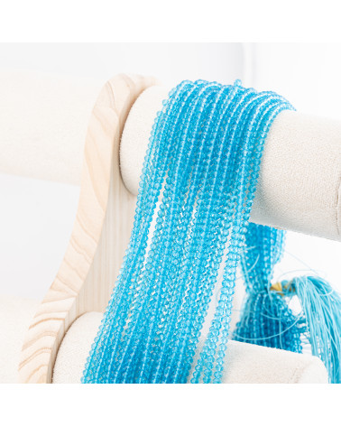 Perline Di Cristalli Rondelle Sfaccettate 3,5x2,5mm 10 FILI Su Filo Di Cotone Pronti all'uso Azzurro Trasparente-RONDELLE 3,5x2,5mm | Worldofjewel.com