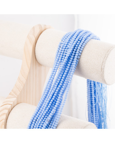 Perline Di Cristalli Rondelle Sfaccettate 3,5x2,5mm 10 FILI Su Filo Di Cotone Pronti all'uso Ciano Chiaro-RONDELLE 3,5x2,5mm | Worldofjewel.com