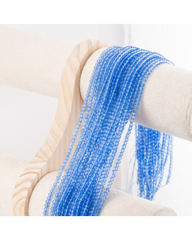 Perline Di Cristalli Rondelle Sfaccettate 3,5x2,5mm 10 FILI Su Filo Di Cotone Pronti all'uso Celeste Trasparente-RONDELLE 3,5x2,5mm | Worldofjewel.com