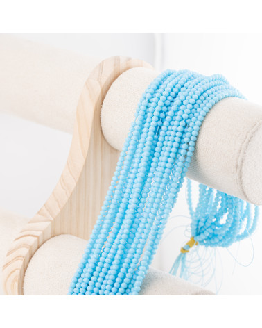 Perline Di Cristalli Rondelle Sfaccettate 3,5x2,5mm 10 FILI Su Filo Di Cotone Pronti all'uso Azzurro-RONDELLE 3,5x2,5mm | Worldofjewel.com