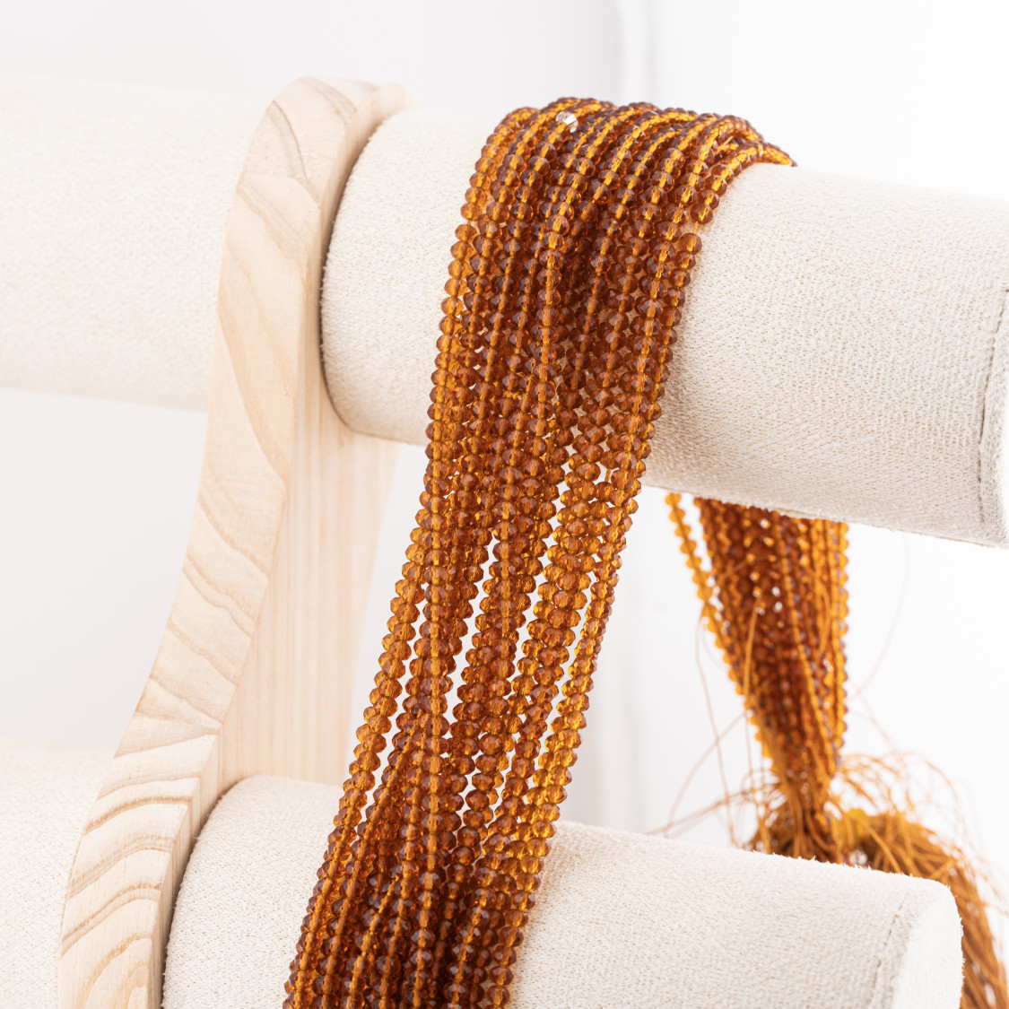 Perline Di Cristalli Rondelle Sfaccettate 3,5x2,5mm 10 FILI Su Filo Di Cotone Pronti all'uso Ambra Scura Trasparente-RONDELLE 3,5x2,5mm | Worldofjewel.com