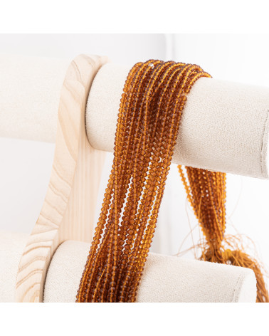 Perline Di Cristalli Rondelle Sfaccettate 3,5x2,5mm 10 FILI Su Filo Di Cotone Pronti all'uso Ambra Scura Trasparente-RONDELLE 3,5x2,5mm | Worldofjewel.com