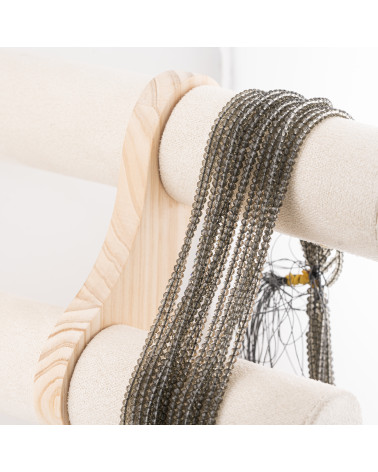 Perline Di Cristalli Rondelle Sfaccettate 3,5x2,5mm 10 FILI Su Filo Di Cotone Pronti all'uso Grigio Trasparente-RONDELLE 3,5x2,5mm | Worldofjewel.com