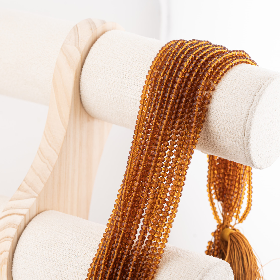 Perline Di Cristalli Rondelle Sfaccettate 3,5x2,5mm 10 FILI Su Filo Di Cotone Pronti all'uso Caramello Trasparente-RONDELLE 3,5x2,5mm | Worldofjewel.com