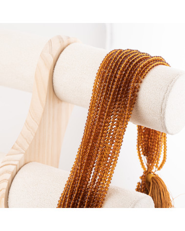 Perline Di Cristalli Rondelle Sfaccettate 3,5x2,5mm 10 FILI Su Filo Di Cotone Pronti all'uso Caramello Trasparente-RONDELLE 3,5x2,5mm | Worldofjewel.com