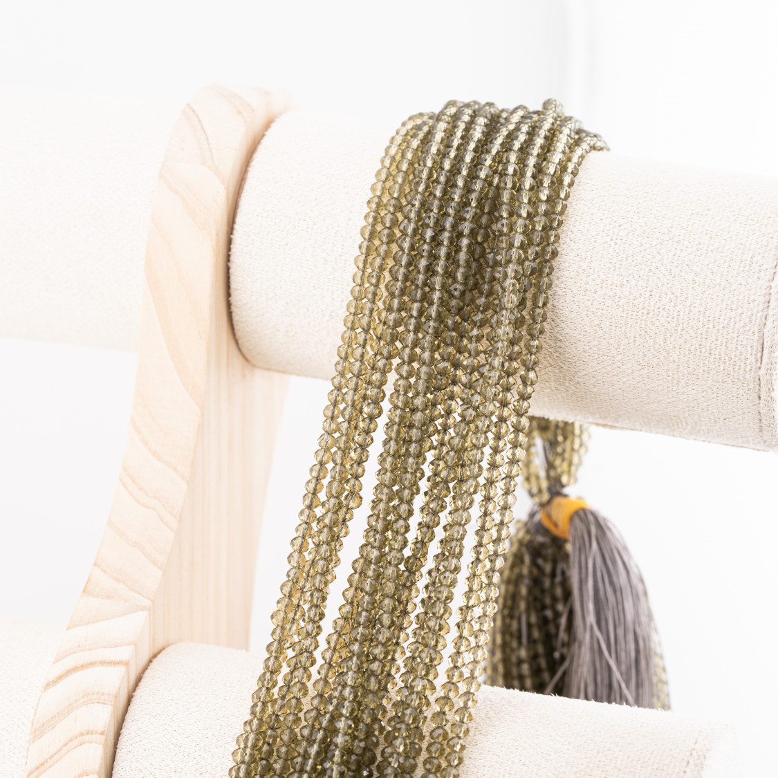 Perline Di Cristalli Rondelle Sfaccettate 3,5x2,5mm 10 FILI Su Filo Di Cotone Pronti all'uso Verde Oliva Trasparente-RONDELLE 3,5x2,5mm | Worldofjewel.com