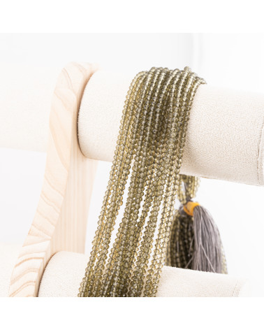 Perline Di Cristalli Rondelle Sfaccettate 3,5x2,5mm 10 FILI Su Filo Di Cotone Pronti all'uso Verde Oliva Trasparente-RONDELLE 3,5x2,5mm | Worldofjewel.com