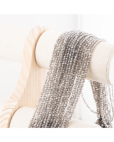 Perline Di Cristalli Rondelle Sfaccettate 3,5x2,5mm 10 FILI Su Filo Di Cotone Pronti all'uso Grigio Fumo Trasparente-RONDELLE 3,5x2,5mm | Worldofjewel.com